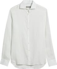 Canali Regular Fit Linen Button-Up Shirt