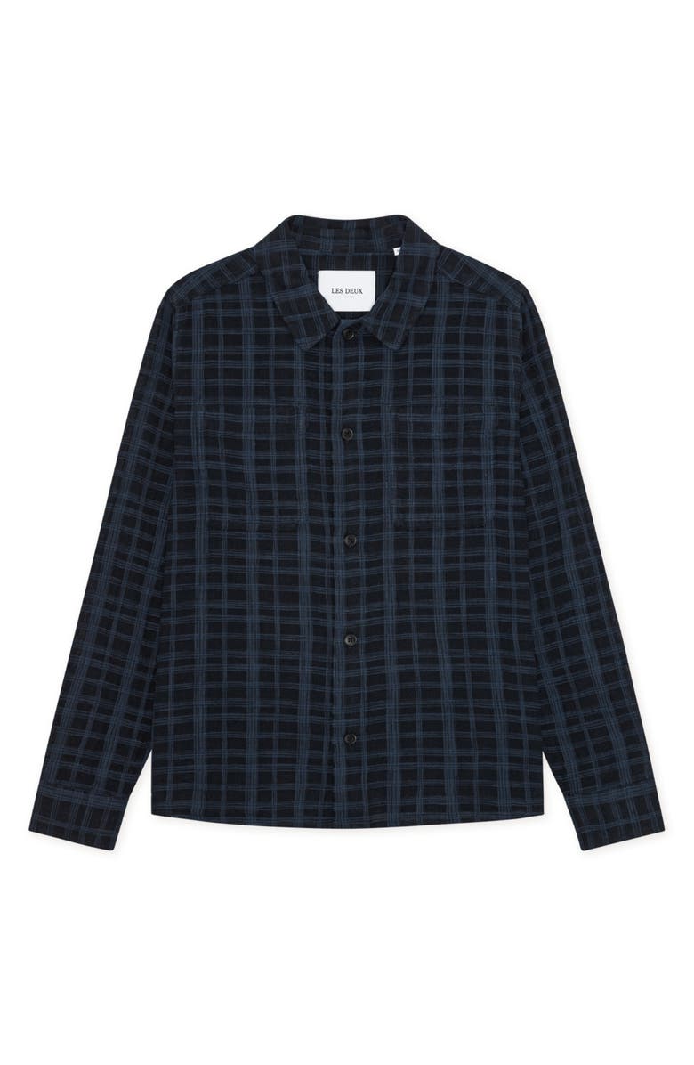 Les Deux Texture Slub Cotton Overshirt, Main, color, Dark Blue Night