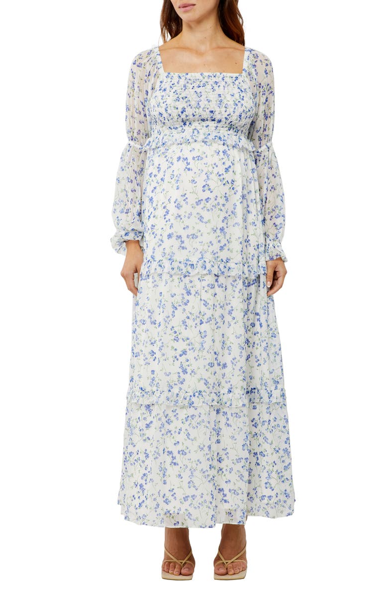 A PEA IN THE POD Smocked Floral Maternity Dress, Main, color, 