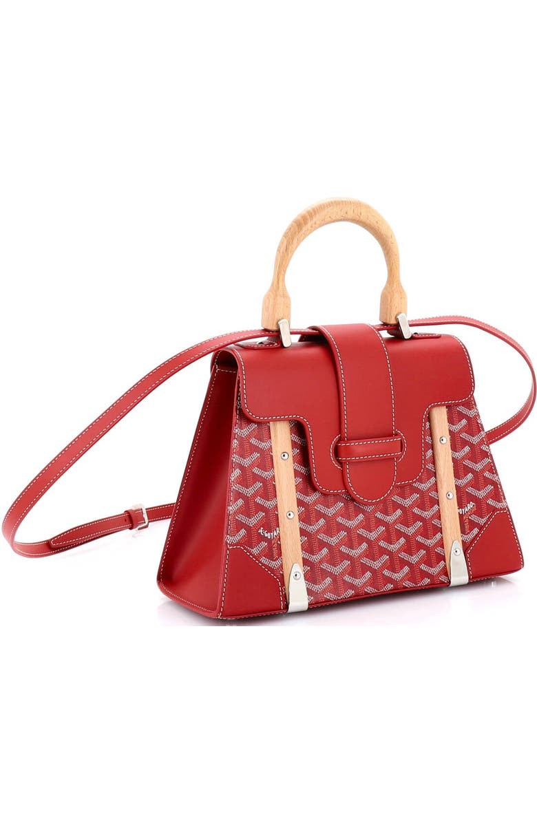 Pre-Owned Goyard Saigon Top Handle Bag Coated Canvas with Leather PM, Alternate, color, Red