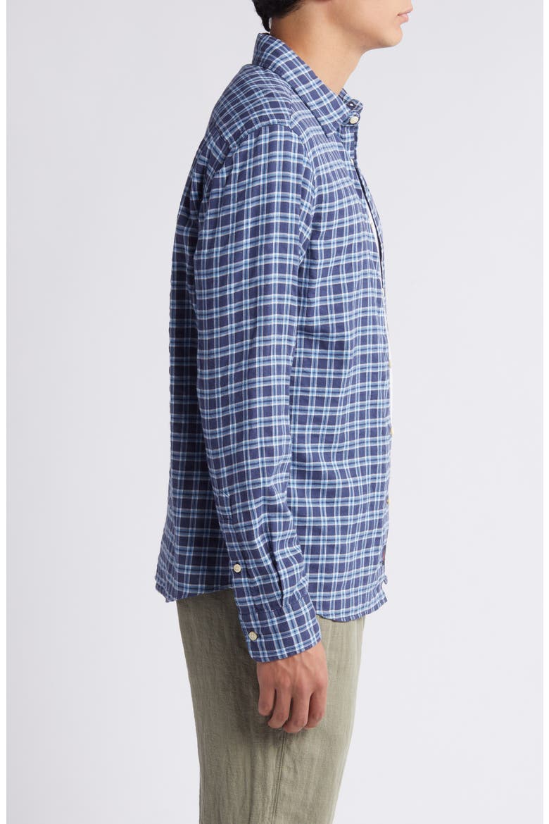 Tropical Cotton Button-Up Shirt, Alternate, color, NAVY VISTA PLAID