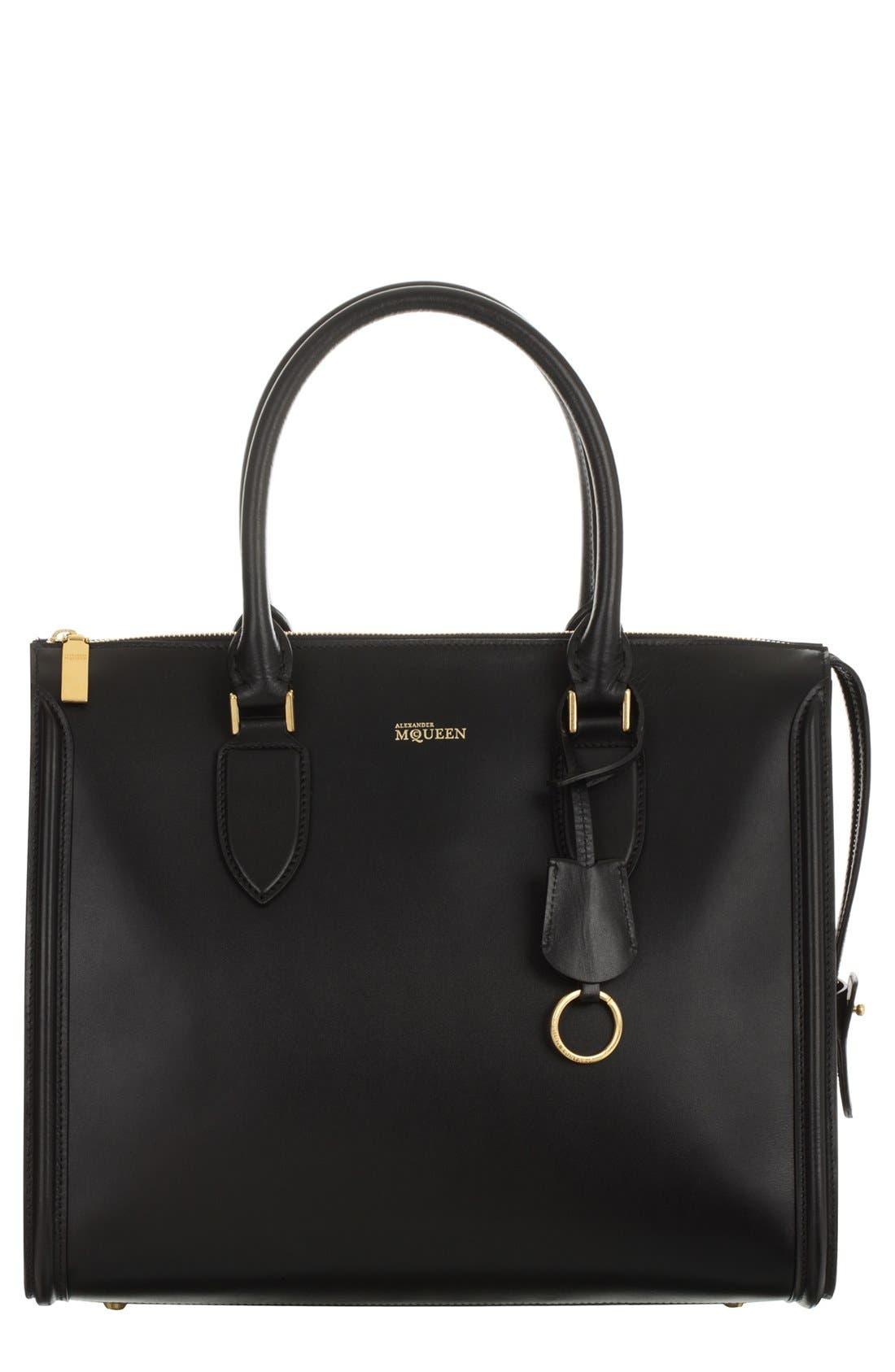 McQueen Alexander McQueen 'Heroine' Calfskin Zip Tote, Main, color, 