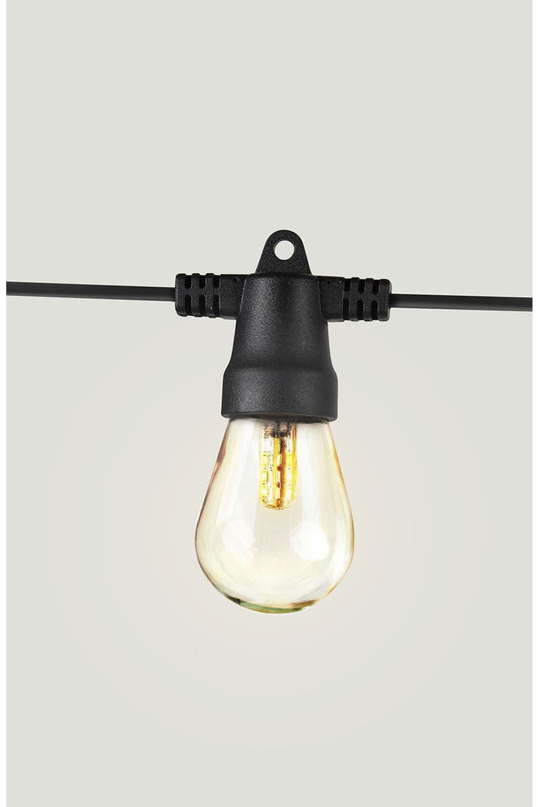 27 ft, 12‑light Solar‑Powered Heavy Duty LED Outdoor String Lights, Weatherproof and Shatterproof Bulbs, Alternate, color, BLACK
