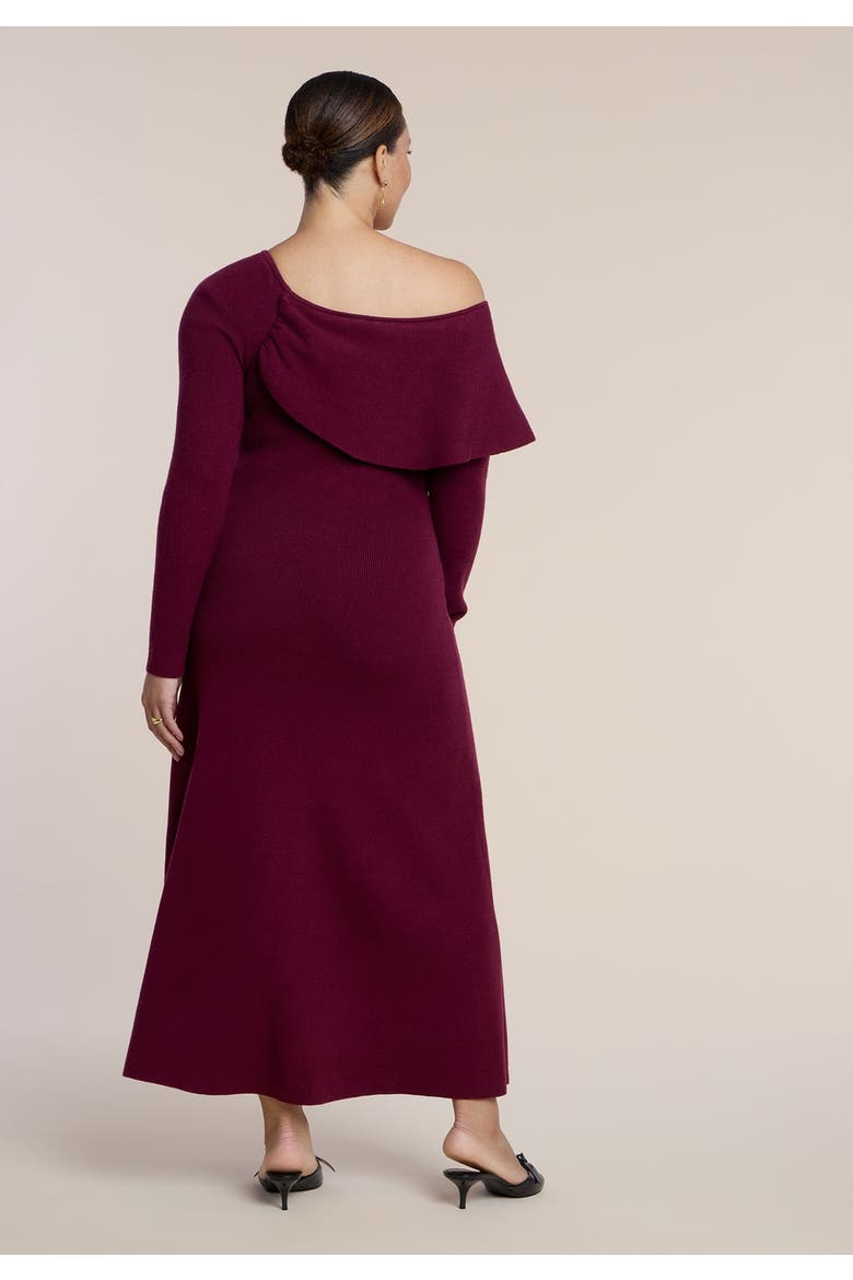 Off The Shoulder Sweater Midi Dress, Alternate, color, BURGUNDY