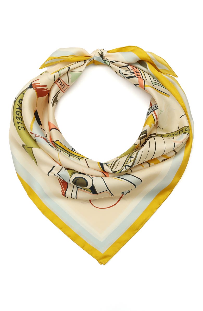 Kate Spade New York downtown day trip square silk scarf, Alternate, color, Ivory Multi