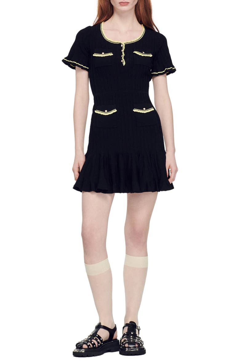 Charmette Short Sleeve Sweater Dress, Main, color, BLACK