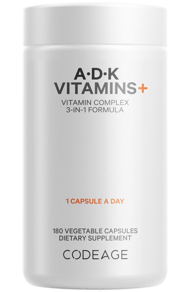 Codeage ADK Vitamins, Vitamin A, D3 5000 IU & K Supplement, Main, color, White