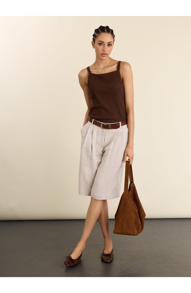 Baukjen Tobi Long Tailored Linen Shorts, Alternate, color, Neutral