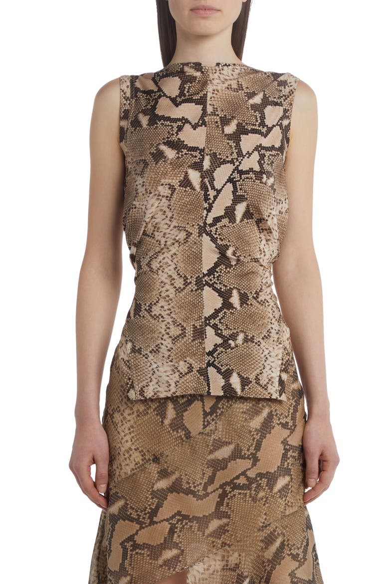 Python Print Backless Jersey Top, Main, color, 2203 MULTICOLOR BROWN