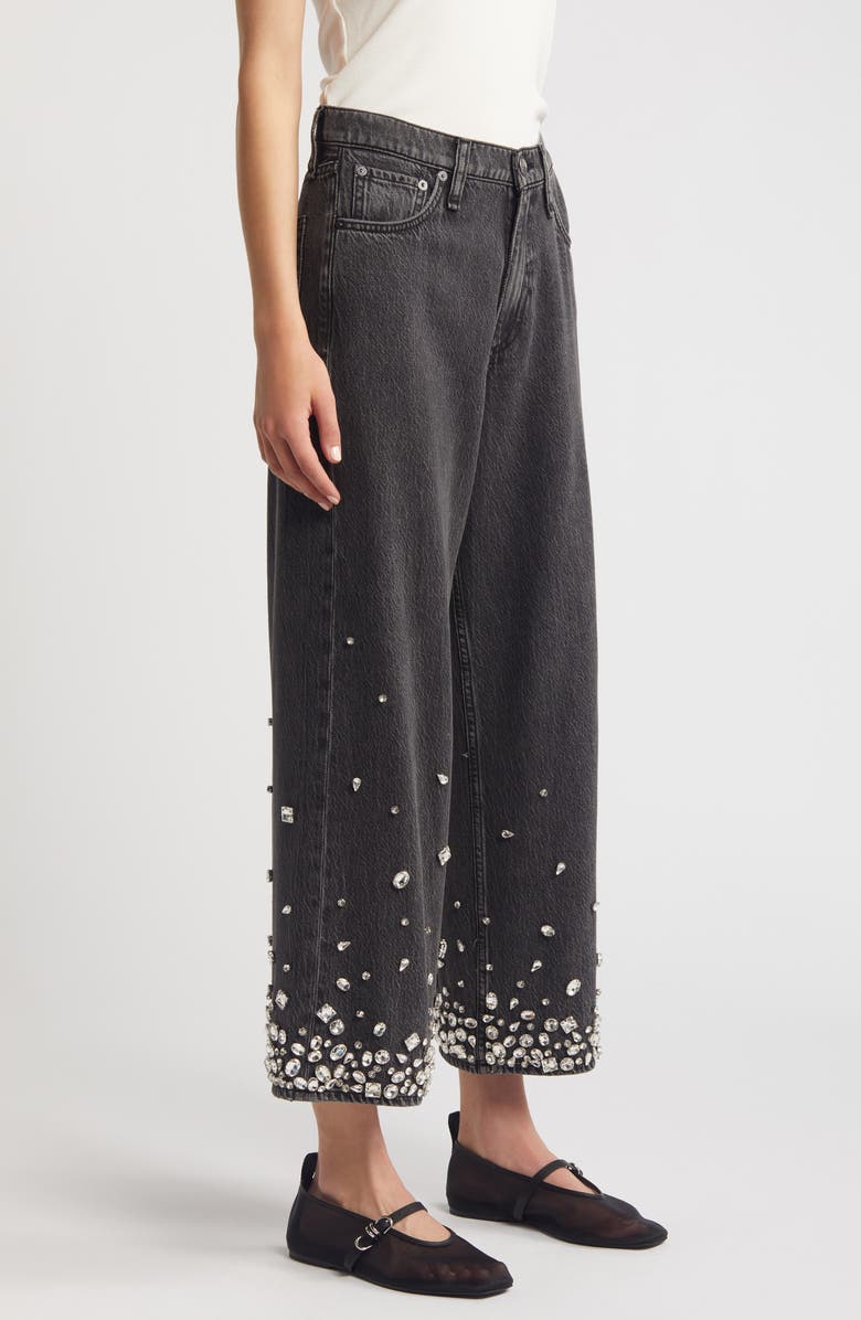 rag & bone Featherweight Andi Rhinestone High Waist Ankle Wide Leg Jeans, Alternate, color, Angwthjwl