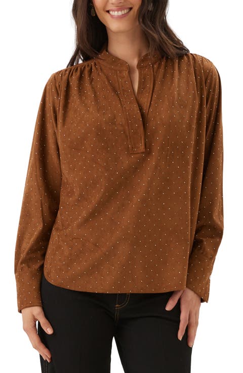 Embellished Faux Suede Shirt