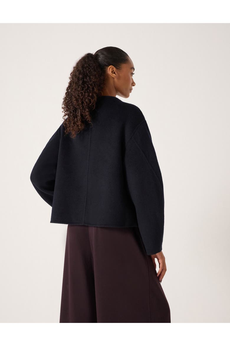 Linnie Double Faced Collarless Jacket, Alternate, color, Dark Navy