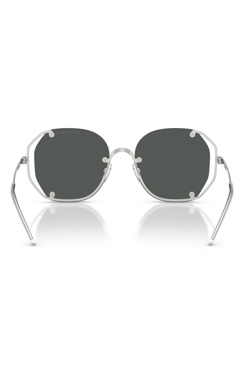 Emporio Armani 54mm Irregular Sunglasses, Alternate, color, Shiny Silver / Dark Grey
