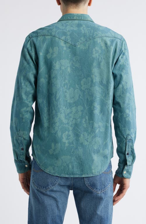 Paul Smith London Floral Cotton Denim Western Snap-up Shirt In Blue