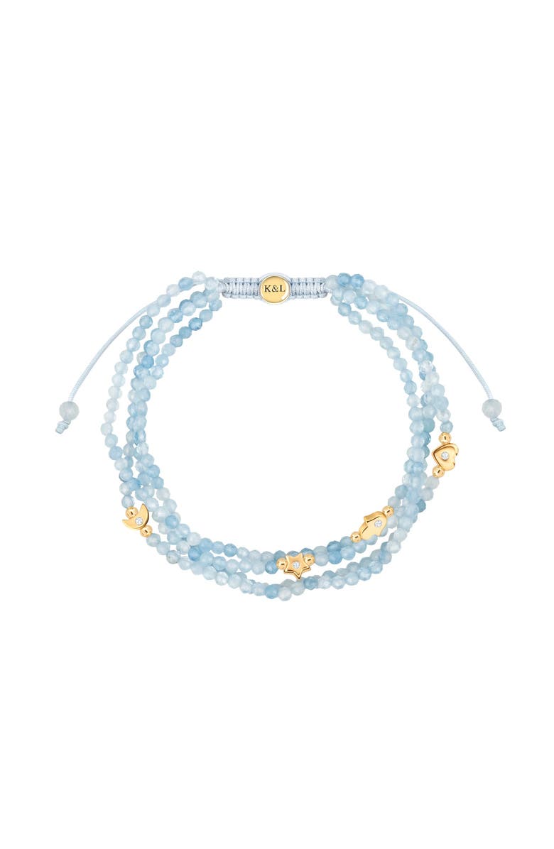 Karma and Luck Aquamarine Multi Symbol Women's Beaded Bracelet - Hidden Depths, Main, color, Light Blue