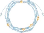 Karma and Luck Aquamarine Multi Symbol Women's Beaded Bracelet - Hidden Depths