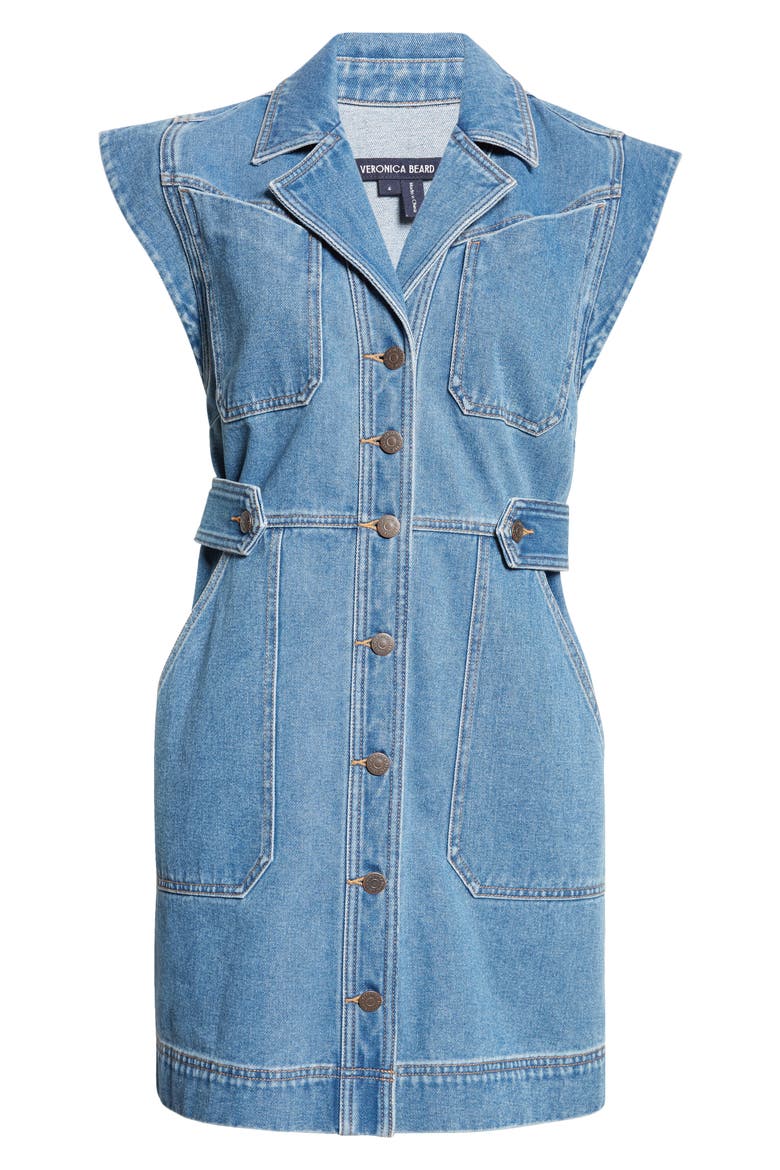 Jax Sleeveless Denim Minidress, Alternate, color, LIGHT CORNFLOWER