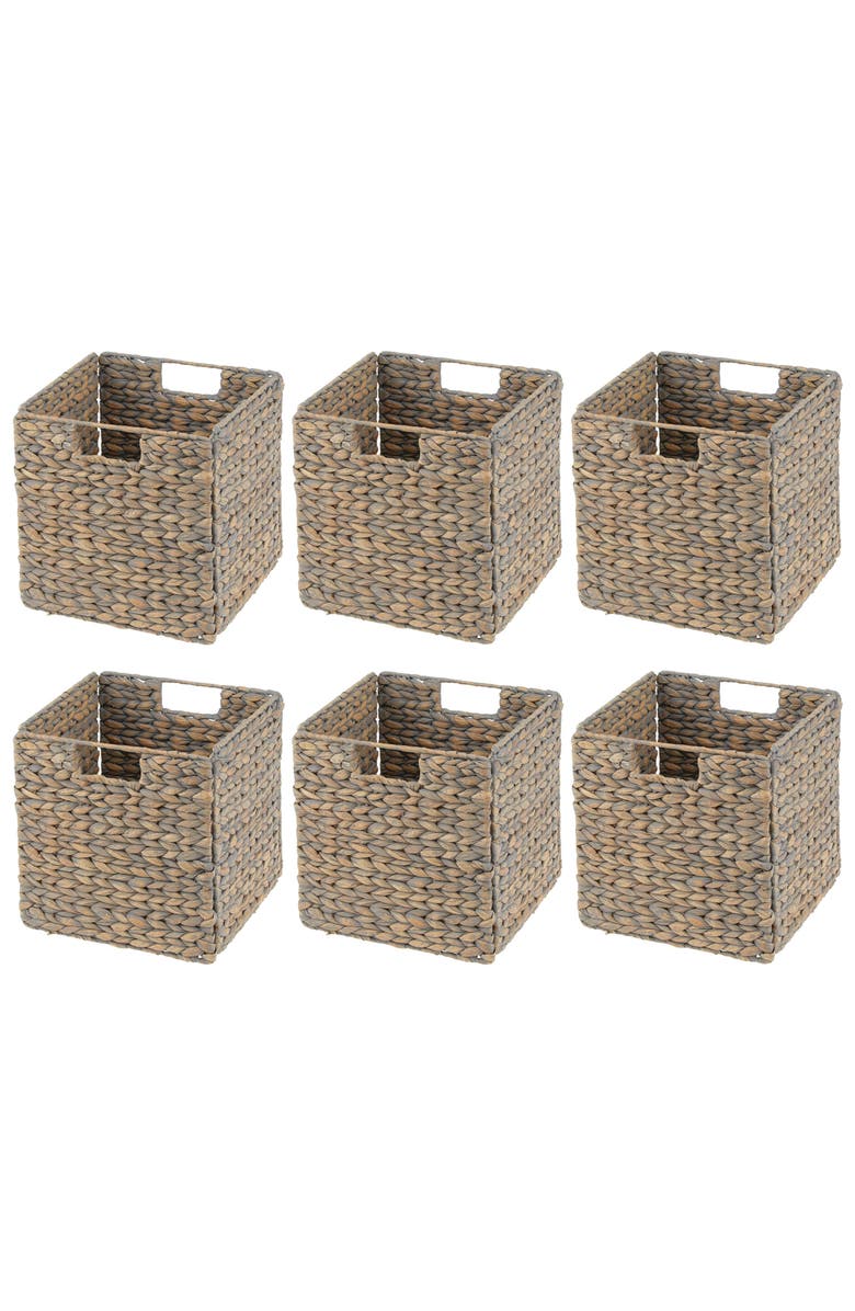 mDesign Hyacinth Woven Cube Bin Basket Organizer, Main, color, Gray Wash
