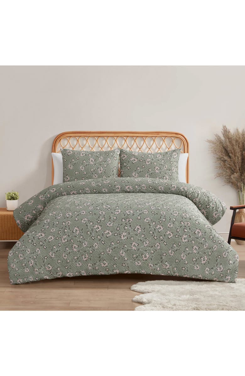 Jessica Simpson Botani Duvet Set, Alternate, color, Sage Green
