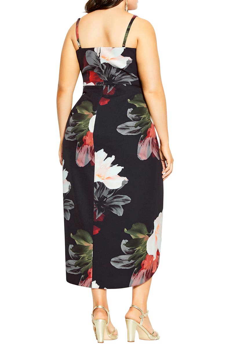 City Chic Pixel Floral Print Sleeveless Dress, Alternate, color, 