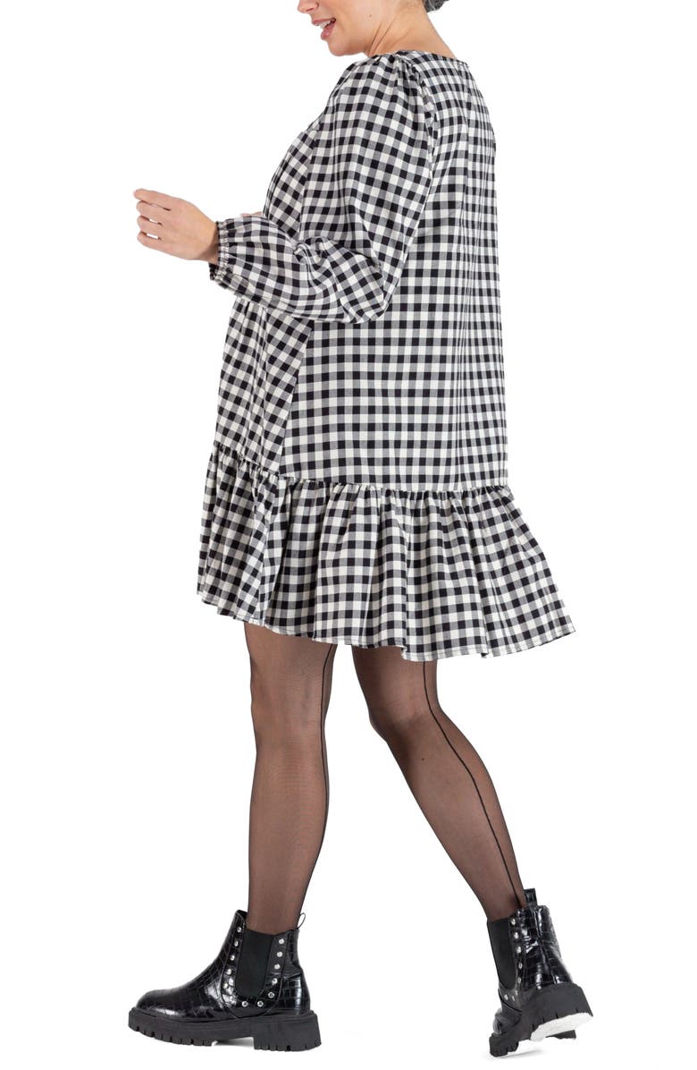 Cache Coeur Patti Checkered Balloon Long Sleeve Cotton Maternity Dress, Alternate, color, 