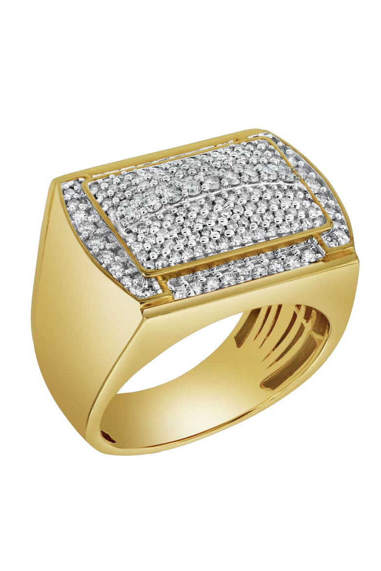 Hip Hop Headlight 14K Yellow Gold Diamond Men Statement Ring - 3.24ct., Main, color, 14K Yellow Gold