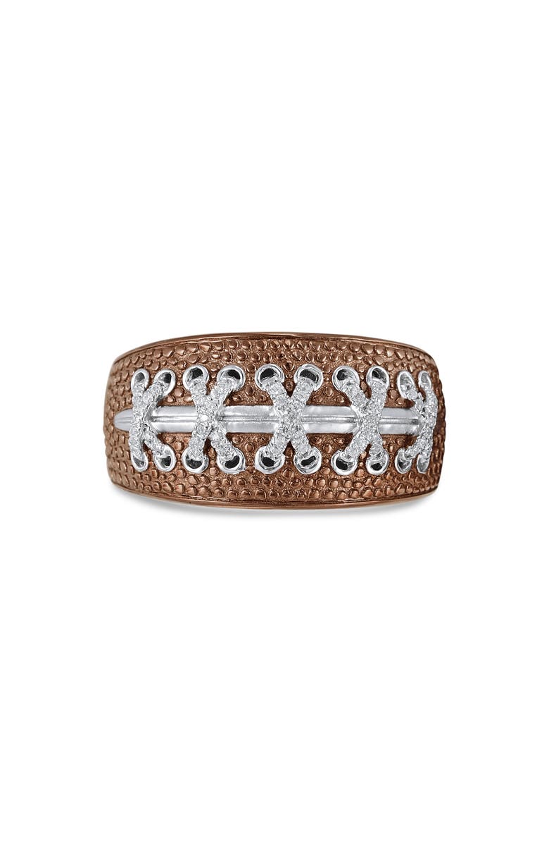 LuvMyJewelry Touchdown American Football Diamond Band Men Ring, Main, color, Brown