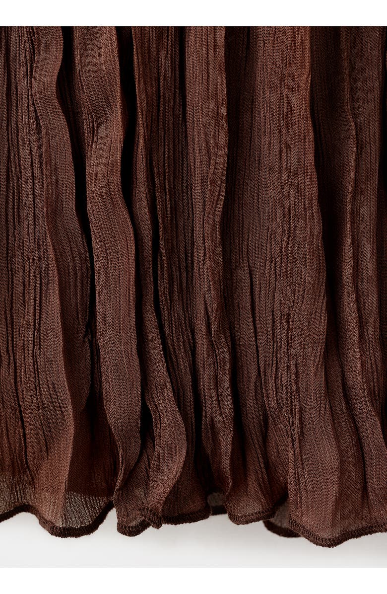 MANGO Busa Ceci Ruffle Crinkle Top, Alternate, color, Brown