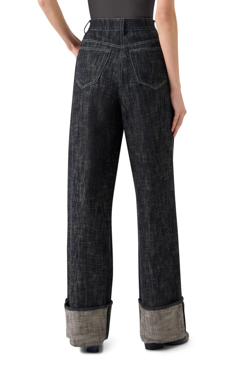 Akris punto Cooper High Waist Cuffed Wide Leg Jeans, Alternate, color, Black Denim