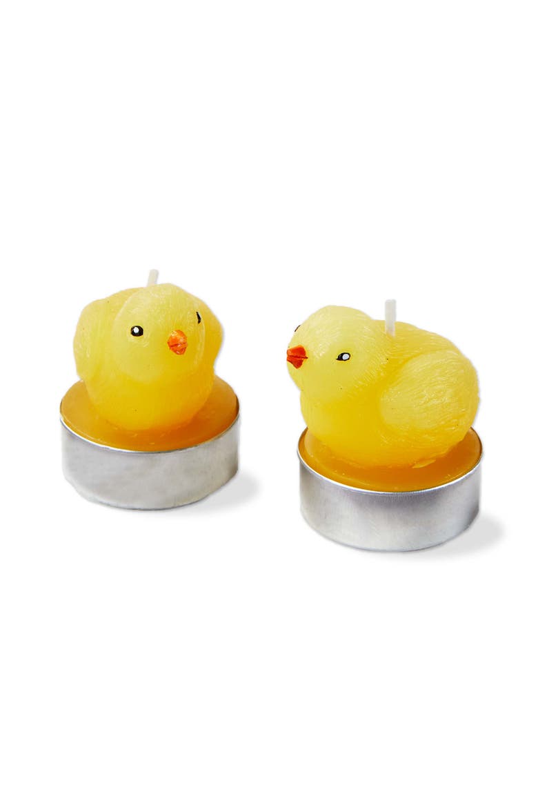 Easter Bright Yellow Baby Chicken Tealight Candle Set of 2, Main, color, Yellow