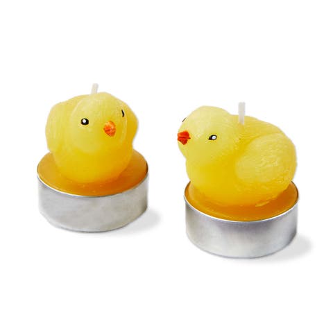 Easter Bright Yellow Baby Chicken Tealight Candle Set of 2