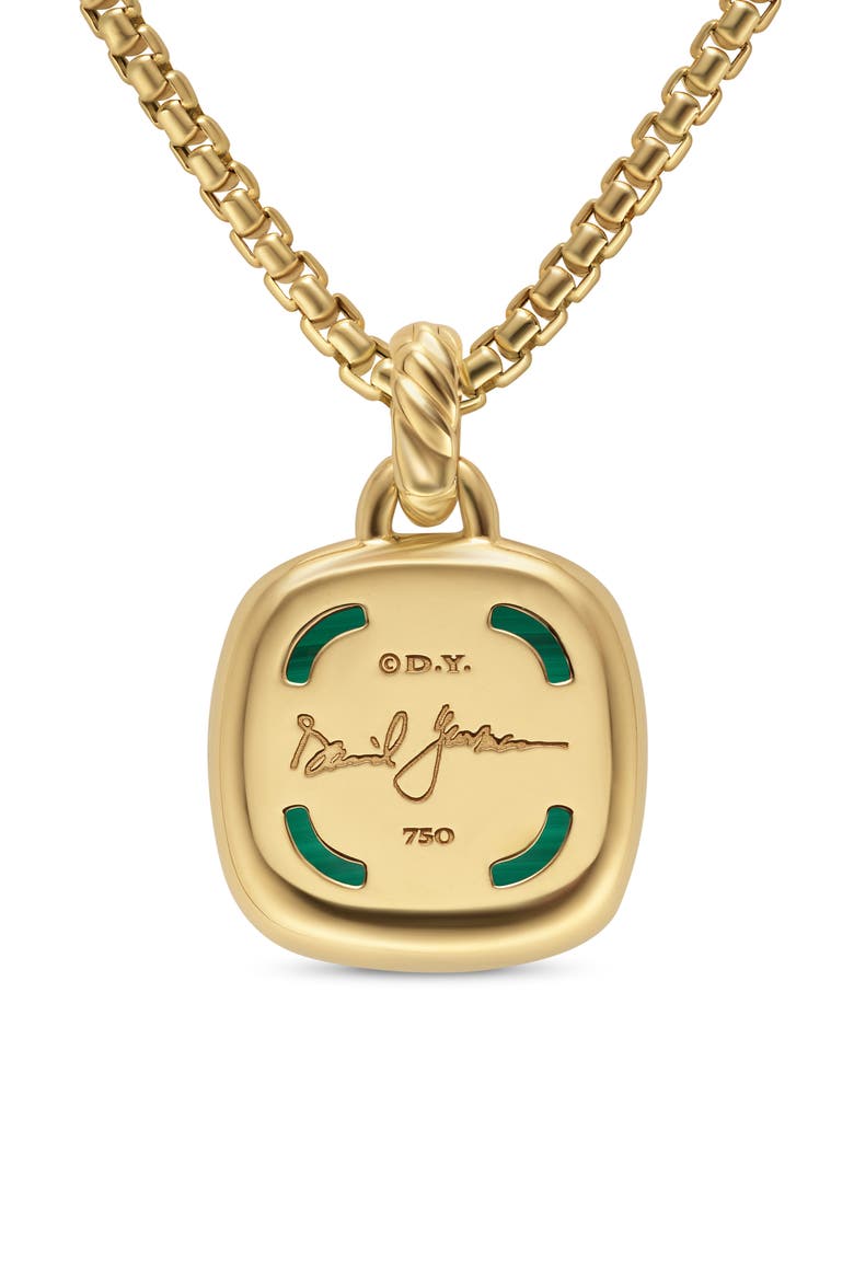 Albion® Pendant in 18K Yellow Gold with Diamonds, 15mm, Alternate, color, MALACHITE