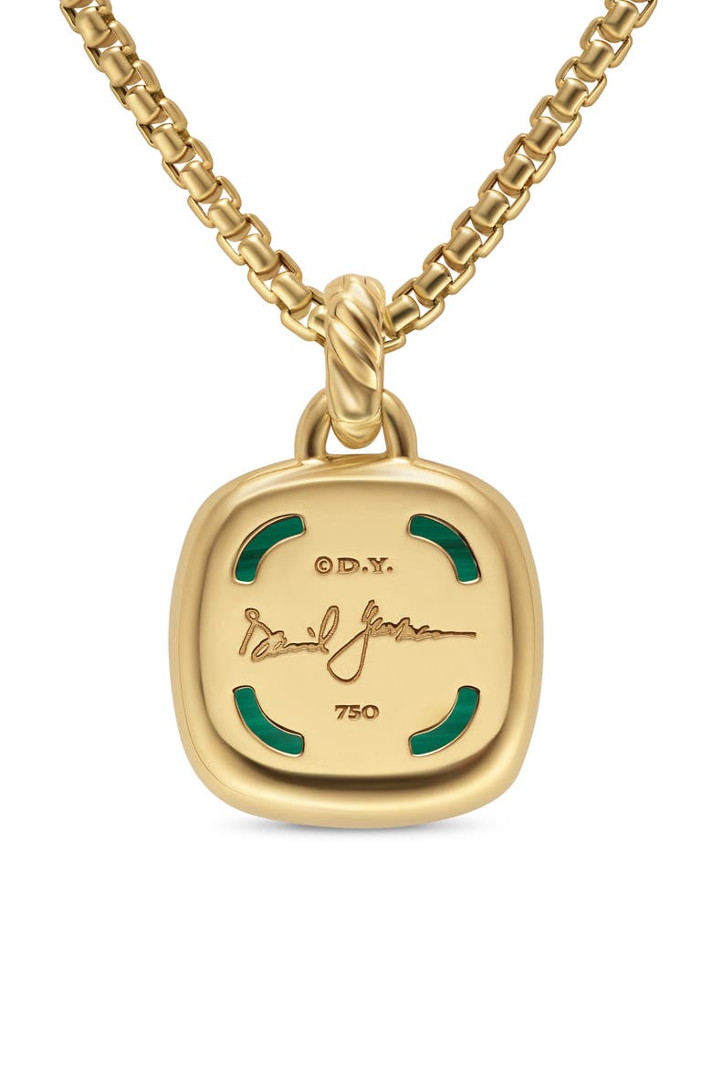 David Yurman Albion<sup>®</sup> Pendant in 18K Yellow Gold with Diamonds, 15mm, Alternate, color, Malachite