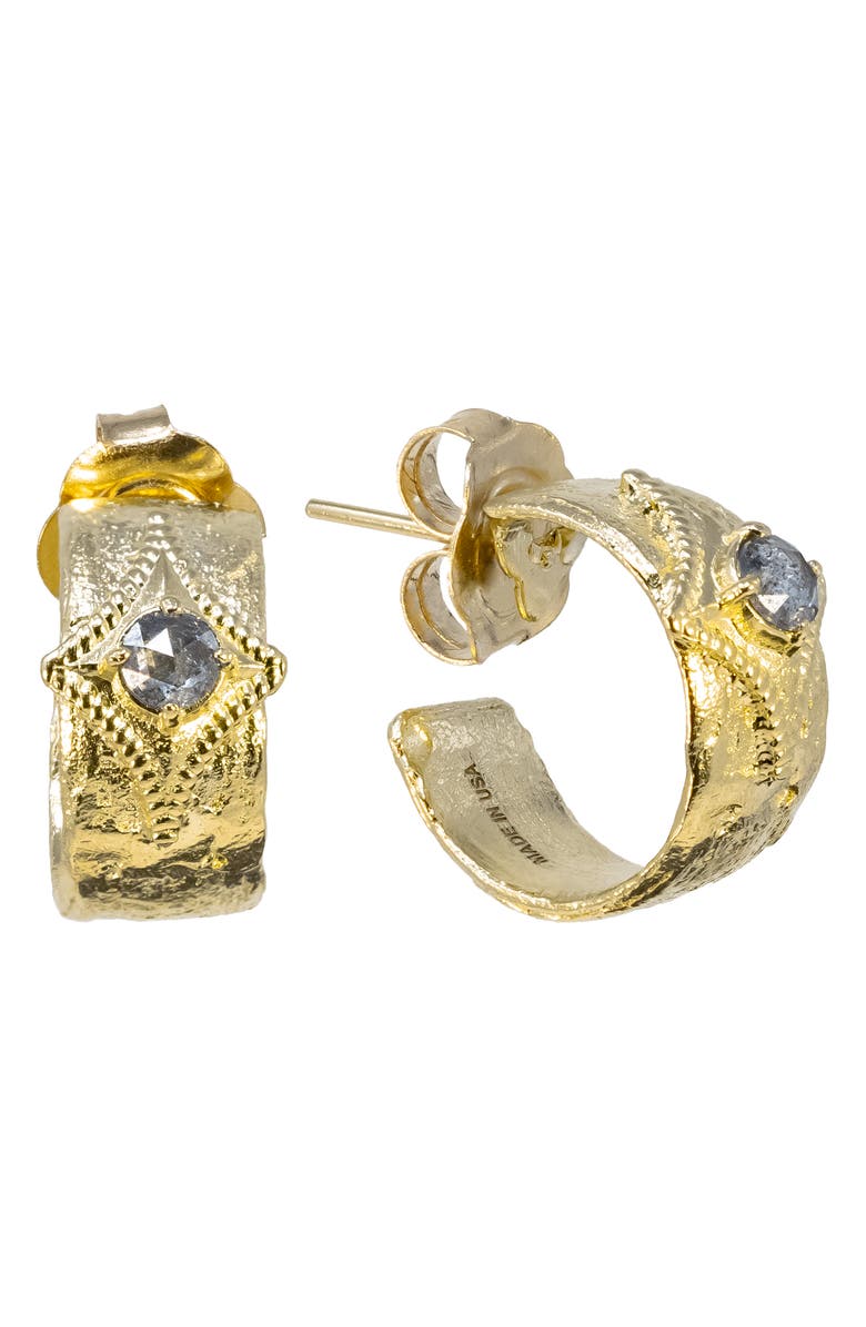 Armenta Artifact Diamond Hoop Earrings, Main, color, Gold