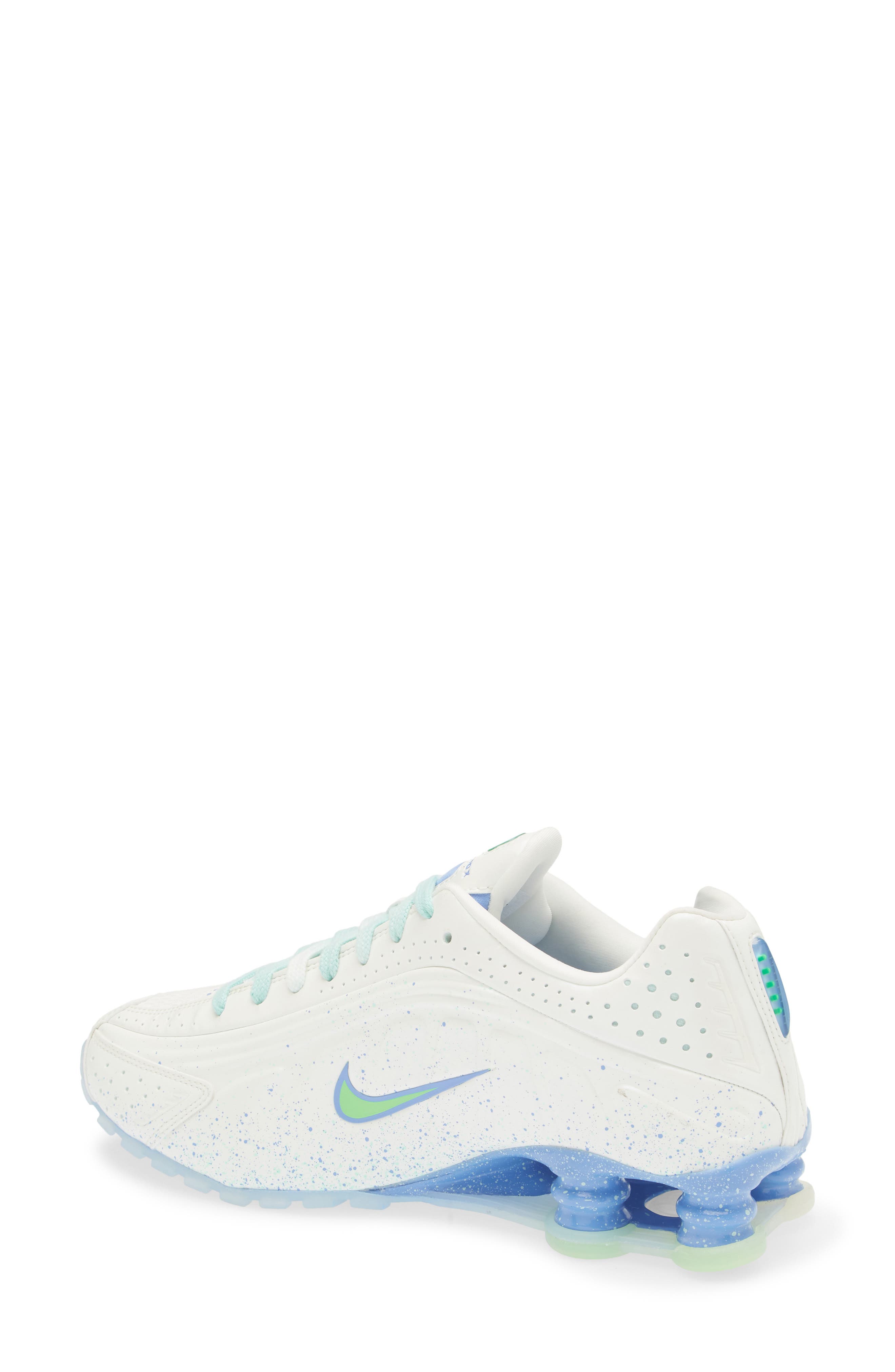Nike Shox R4 Sneaker, Alternate, color, Summit White/ Green/ Royal