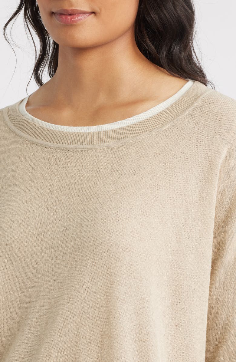 BOSS Femok Layered Wool Blend Sweater, Alternate, color, Beige