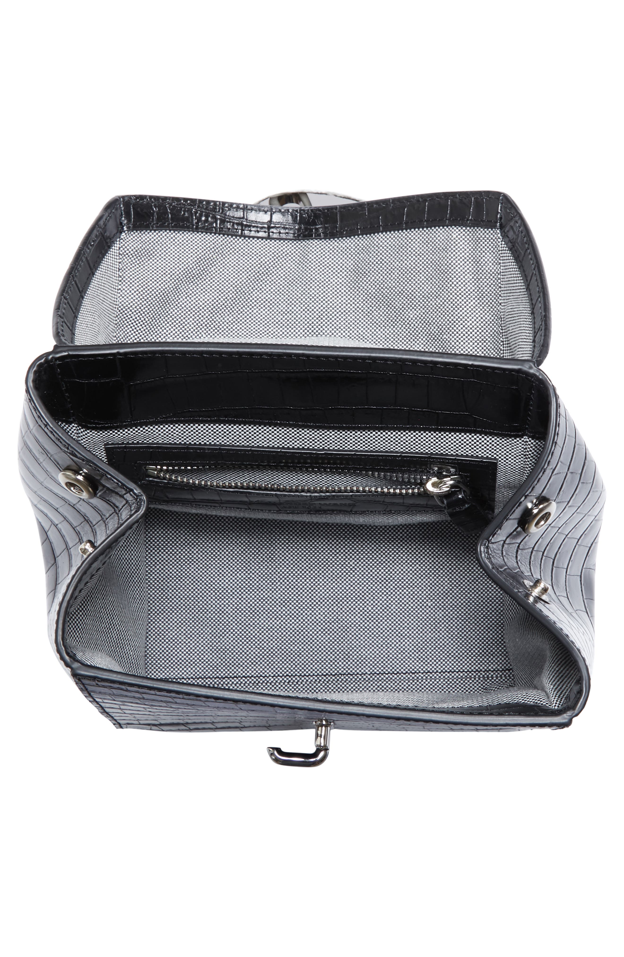 Alexander Wang Hook Mini Croc Embossed Leather Backpack, Alternate, color, 