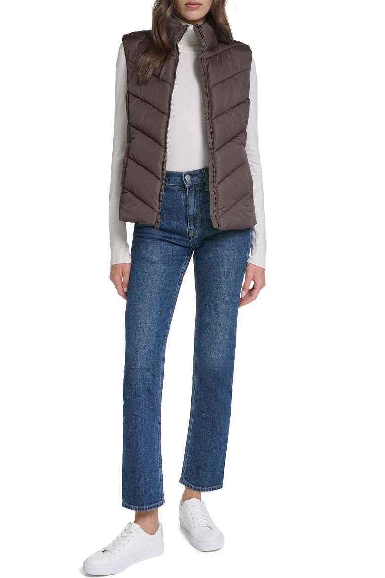 Pongee Puffer Vest, Alternate, color, CHOCOLATE