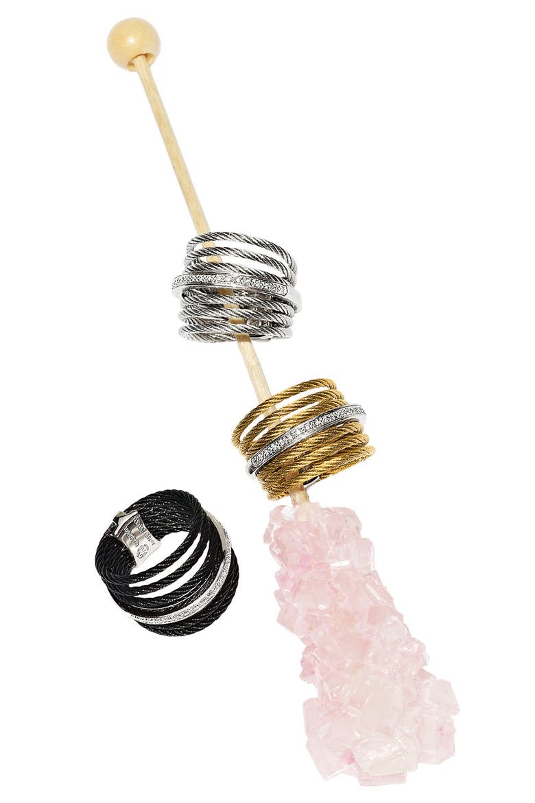 7-Row Cable & Diamond Ring, Alternate, color, GREY