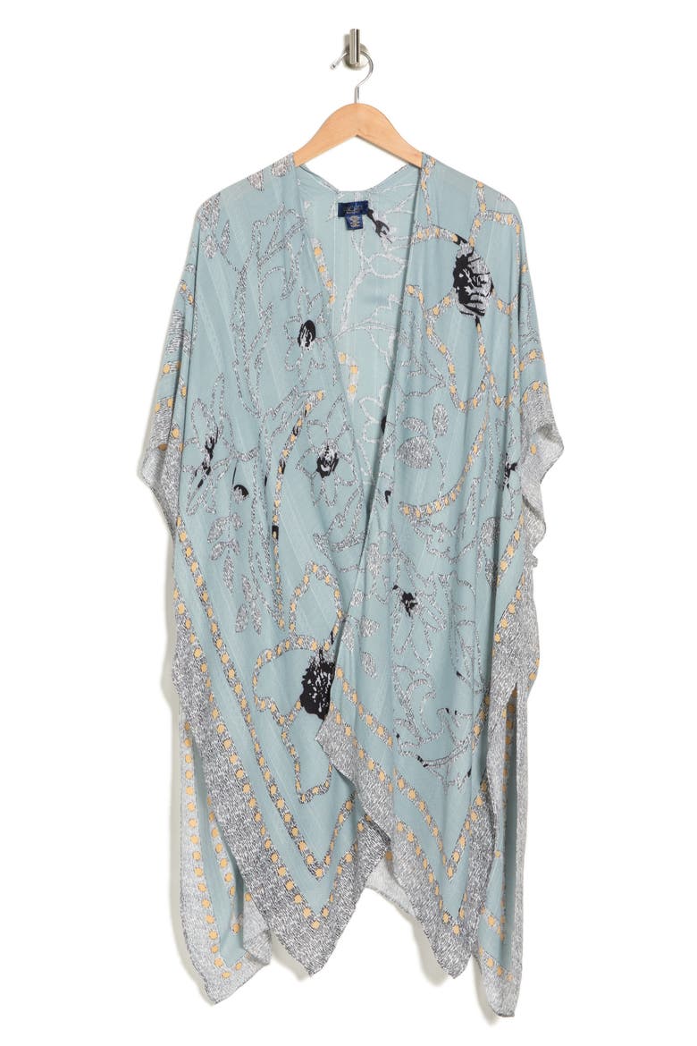 Mix Print Ruana, Alternate, color, BLUE