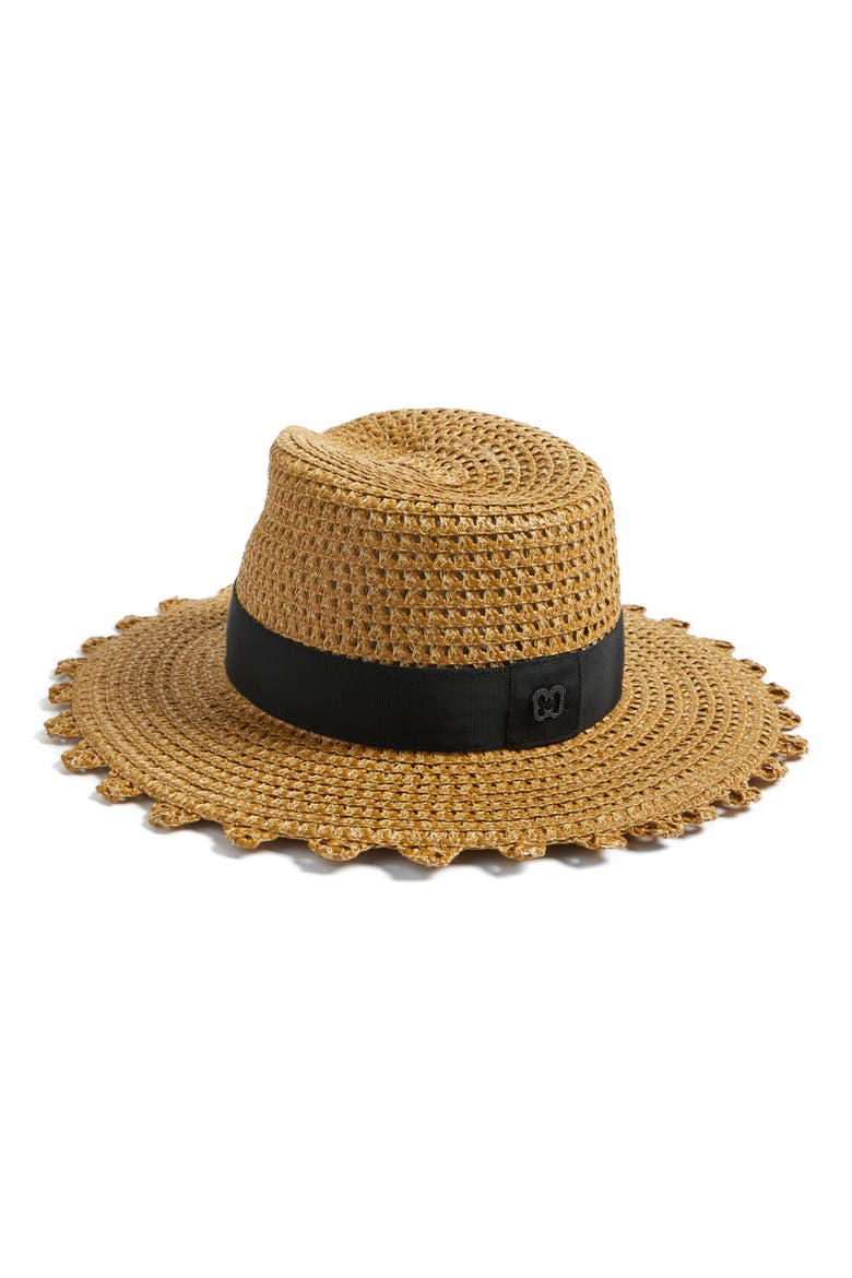 Cannes Squishee® Straw Hat, Alternate, color, NATURAL/ BLACK