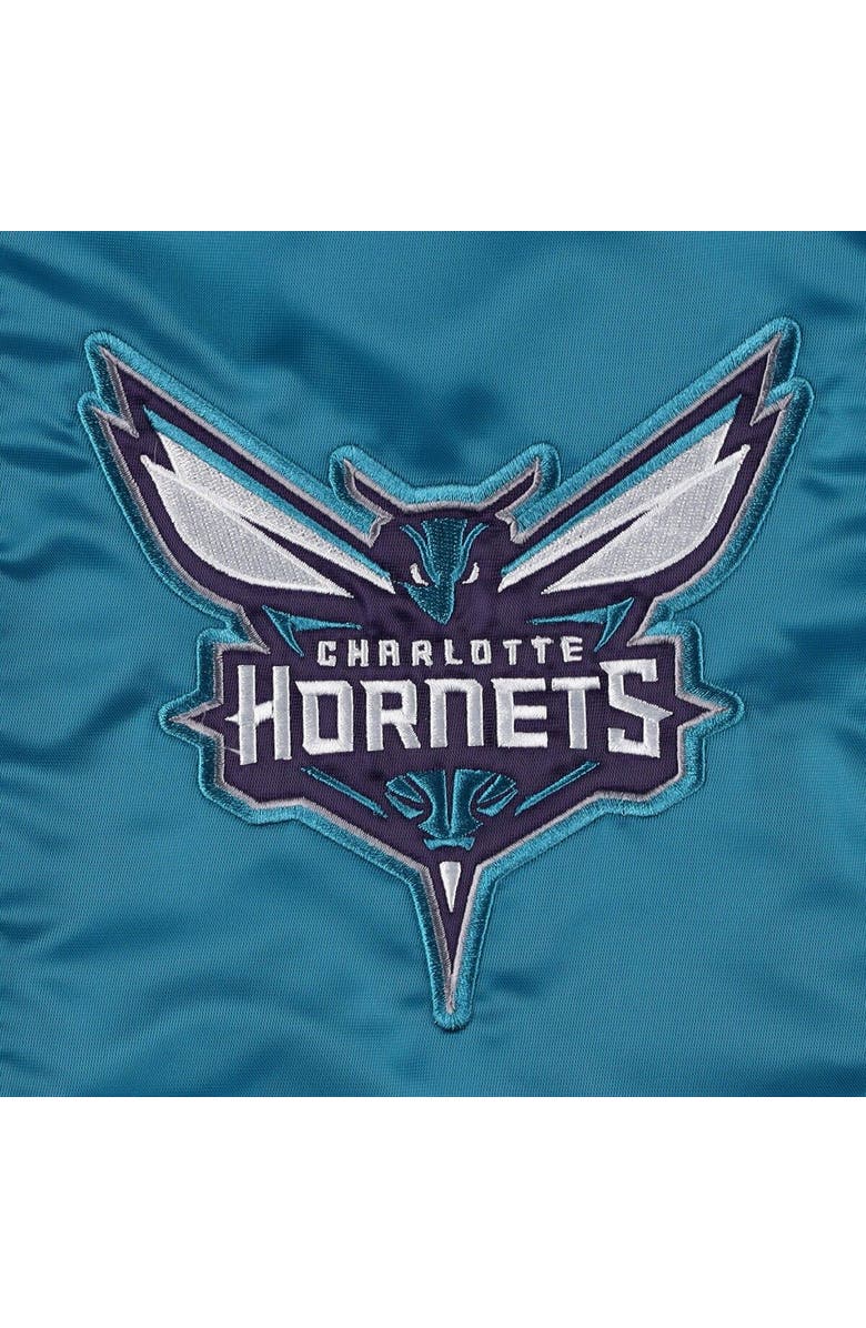 STARTER Men's Starter Teal Charlotte Hornets Slider Satin Full-Snap Varsity Jacket, Alternate, color,