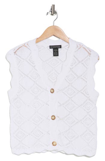 Design History Openwork Cotton Vest In White
