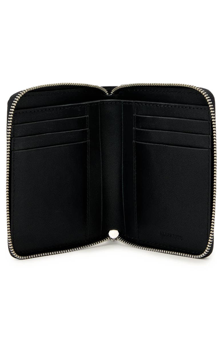 AllSaints Lena Hex Leather Zip Wallet, Alternate, color, Sea Blue