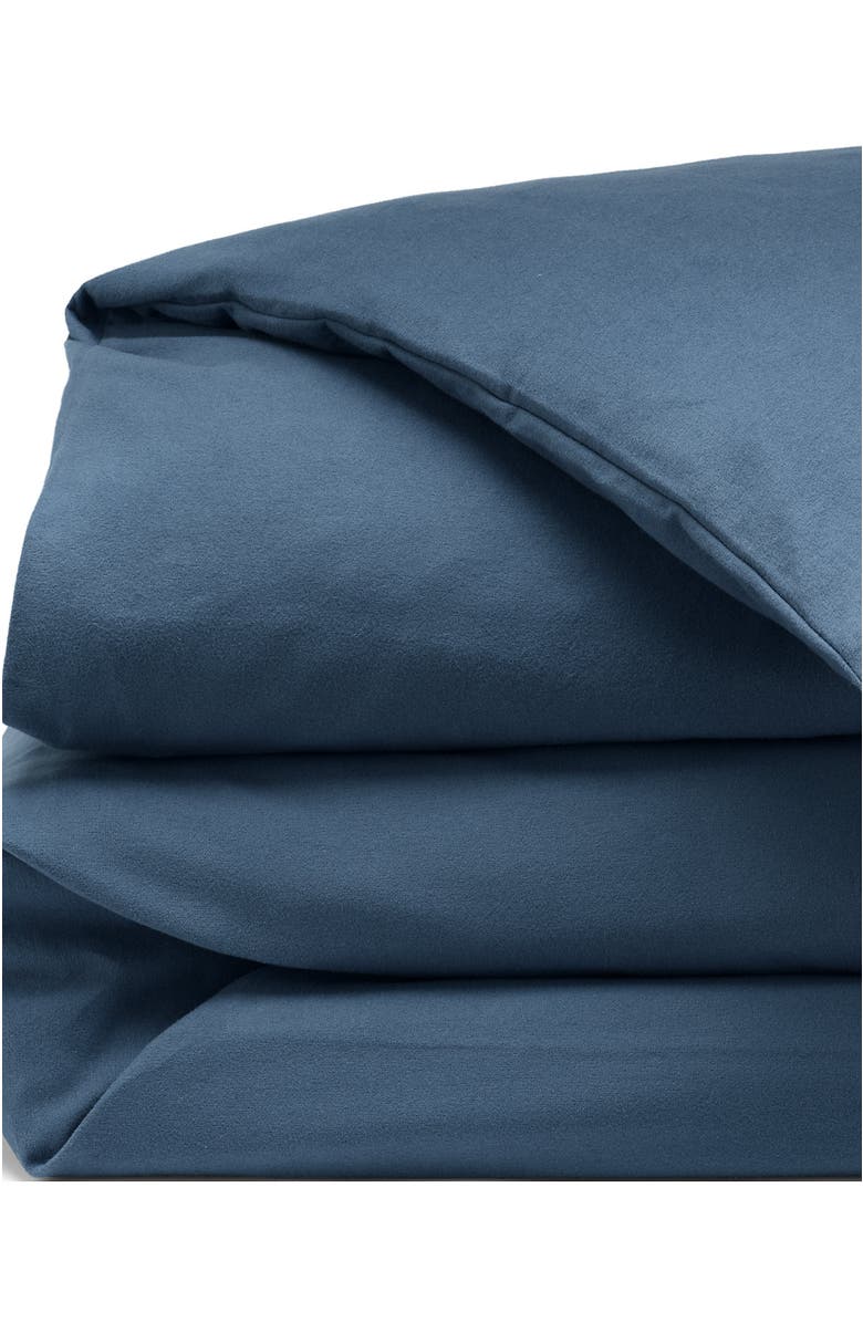 Lands' End Comfy Super Soft Cotton Flannel Duvet Bed Cover - 5oz, Alternate, color, Bering Sea Blue