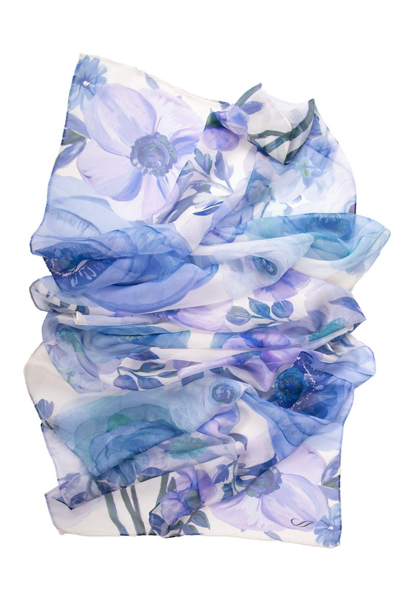 Elizabetta Campo de' Fiori - Long Sheer Silk Scarf for Women, Alternate, color, Blue