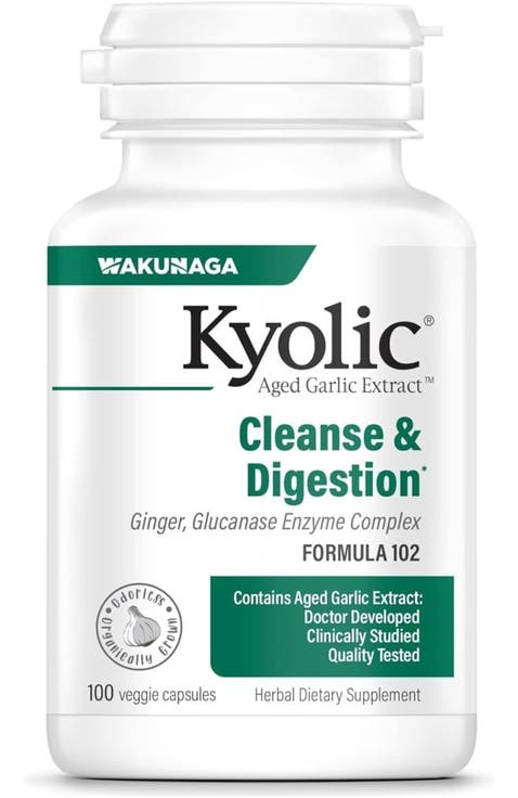 Aged Garlic Extract Formula 102, Cleanse & Digestion, Ginger and Enzyme Complex, 100 Vegetarian Tablets