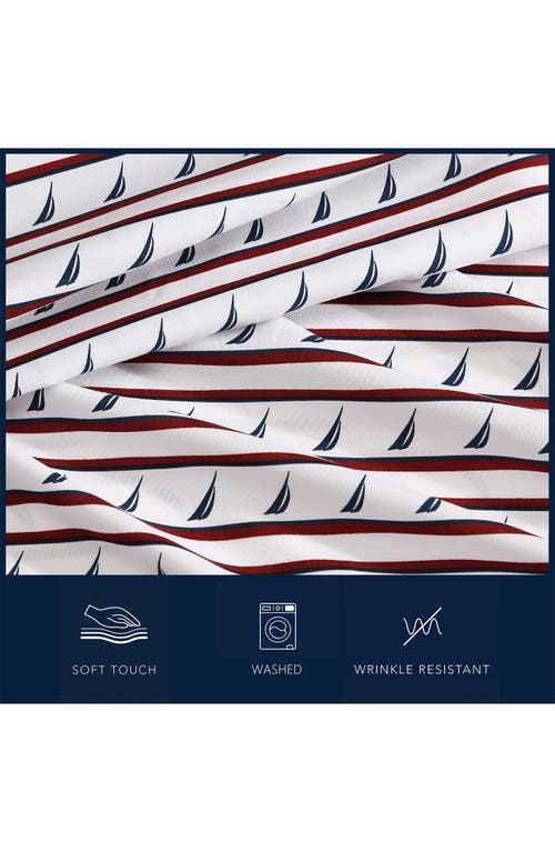 Nautica Stripe J-class Sheet Set In Autumn Berry Red/navy