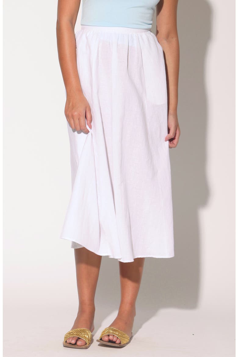 Sharon Cotton & Linen Midi Skirt, Main, color, WHITE