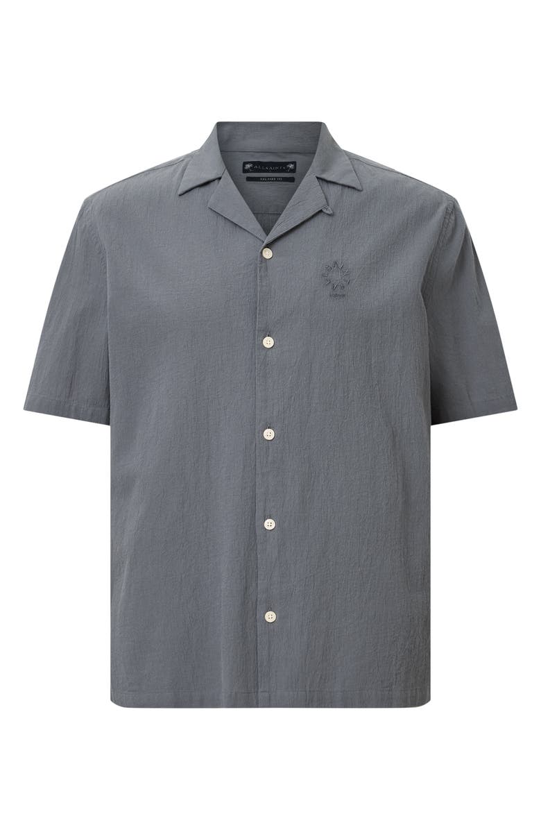 AllSaints Haven Short Sleeve Camp Shirt, Alternate, color, Pillar Grey
